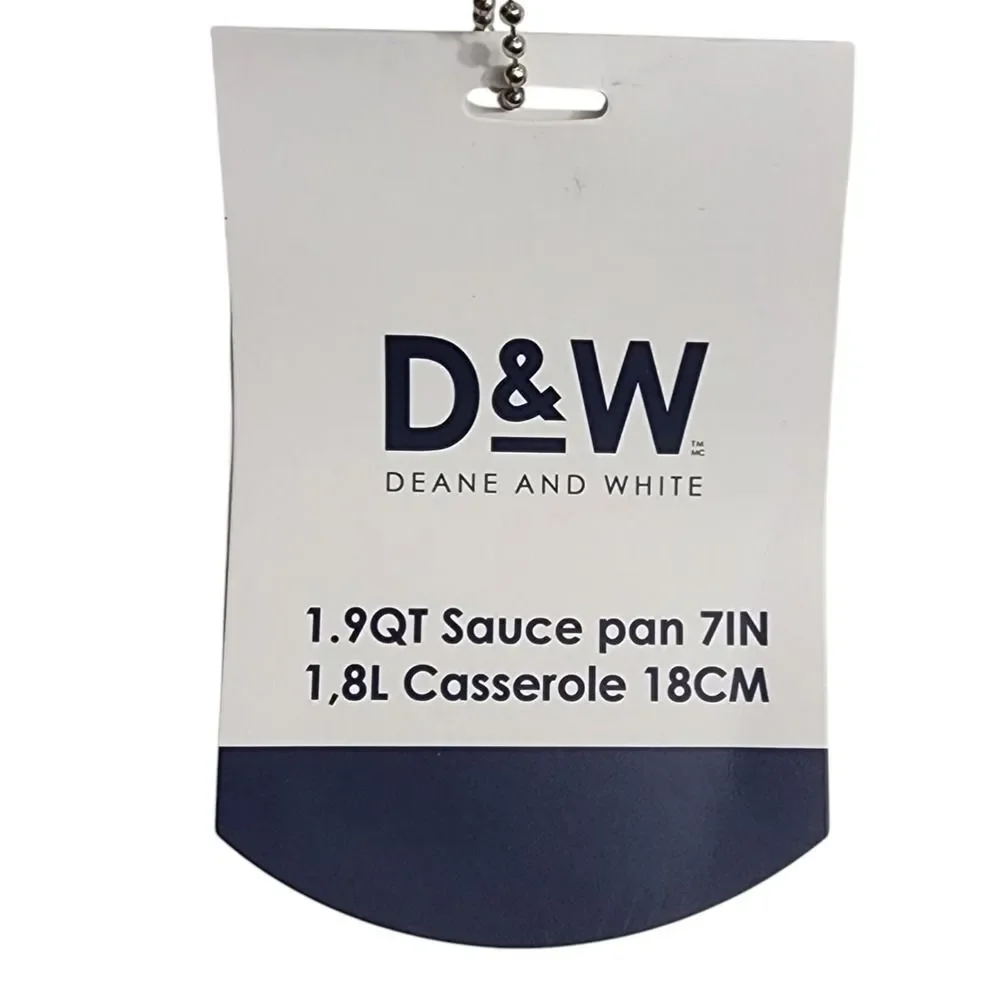 D&W Premium Cookware 7in Saucepan Casserole Nonstick With Glass Lid 1.9QT‎ Black